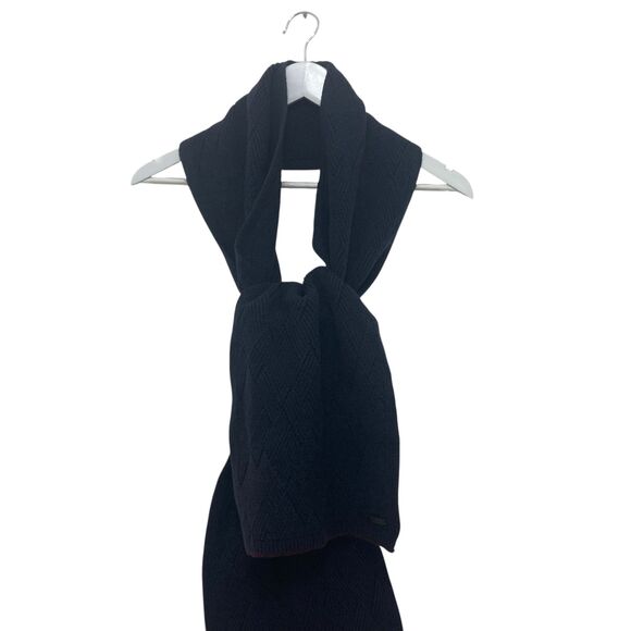 Ted Baker Wool Blend Knitted Scarf Men's Rectangle Classic Dark Grey Purple Hue - Picture 4 of 11